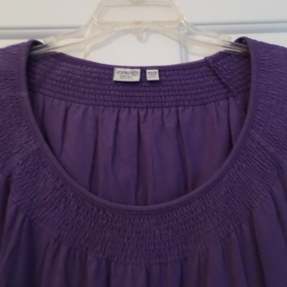 Esprit PURPLE Low Scoop Neck Top Smocking Size M